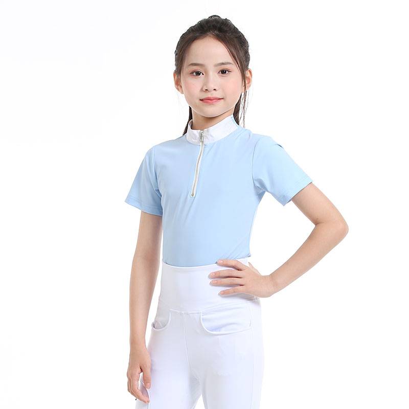 Children's equestrian short -sleeved T -shirt in summer thin riding pink boys, girls, white horse riding training equestrian T -shirt