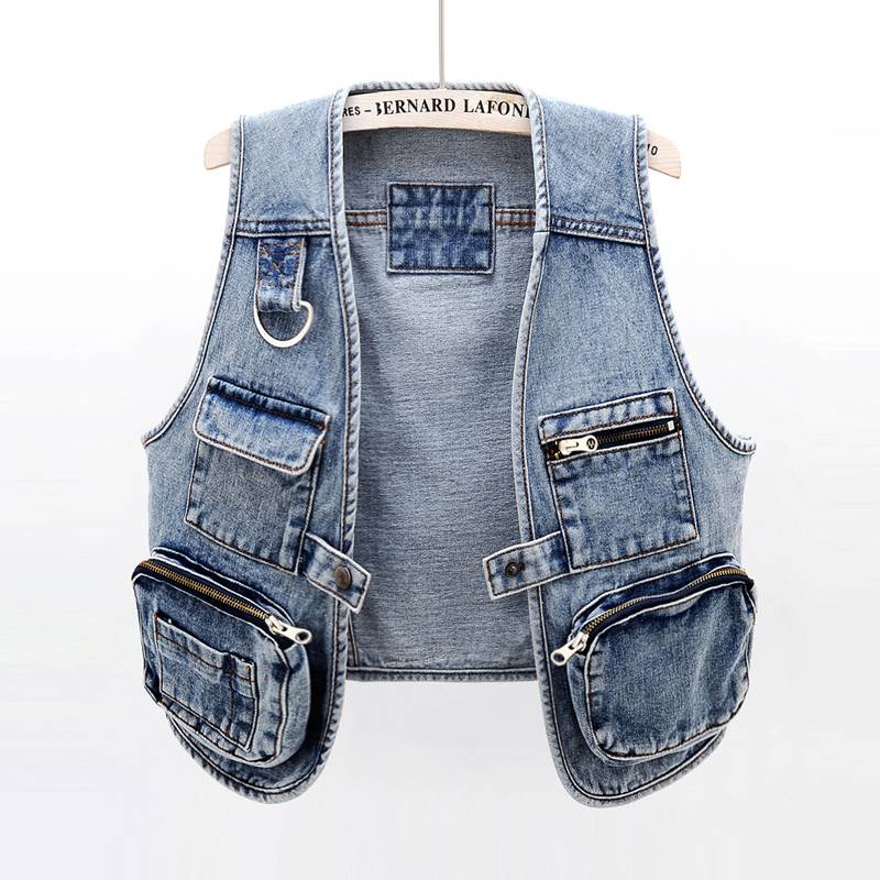 European Shopping denim horsema short 2024 new spring and autumn stack wearing vest horses clip jacket jackets