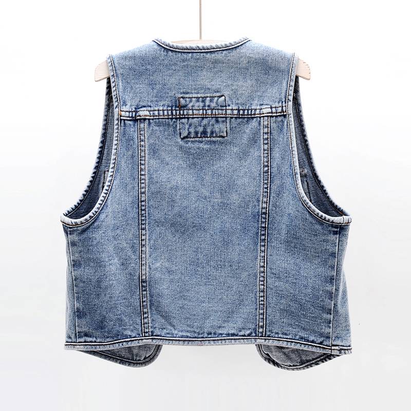 European Shopping denim horsema short 2024 new spring and autumn stack wearing vest horses clip jacket jackets