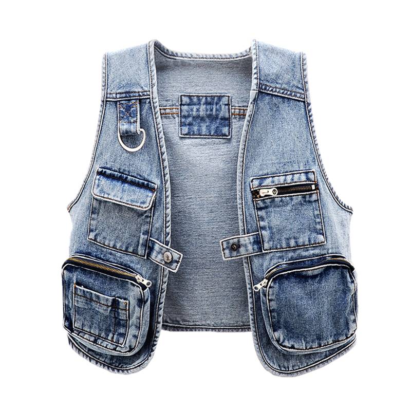 European Shopping denim horsema short 2024 new spring and autumn stack wearing vest horses clip jacket jackets
