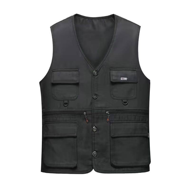 2020 Four Seasons Diaoya Vest Outdoor Leisure Middle -Elderly Vest Jacket Pure Color Palent