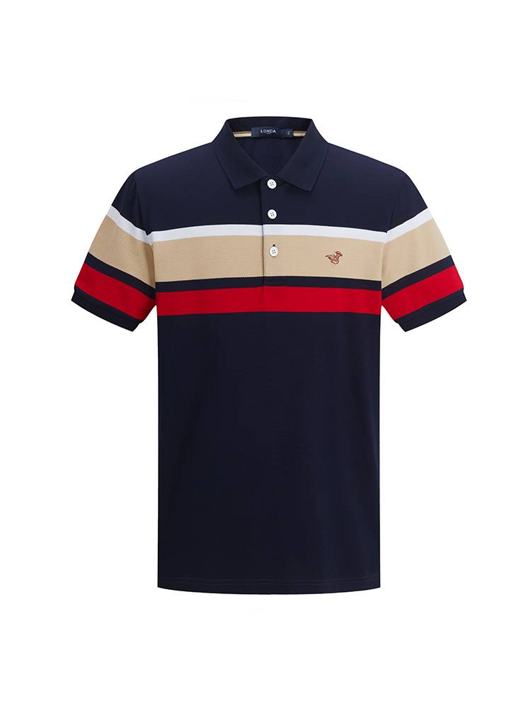 Londa's new product men's short -sleeved T -shirts, handsome high -end business stripes POLO shirt men's top