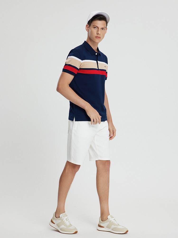 Londa's new product men's short -sleeved T -shirts, handsome high -end business stripes POLO shirt men's top