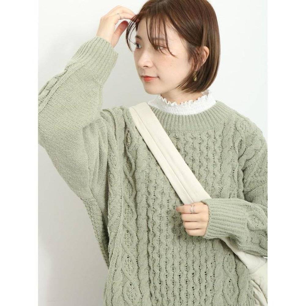Japan Direct Mail SAMANSA MOS2 Ms. Soft Warm Matt wool woven zipper sweater 16099