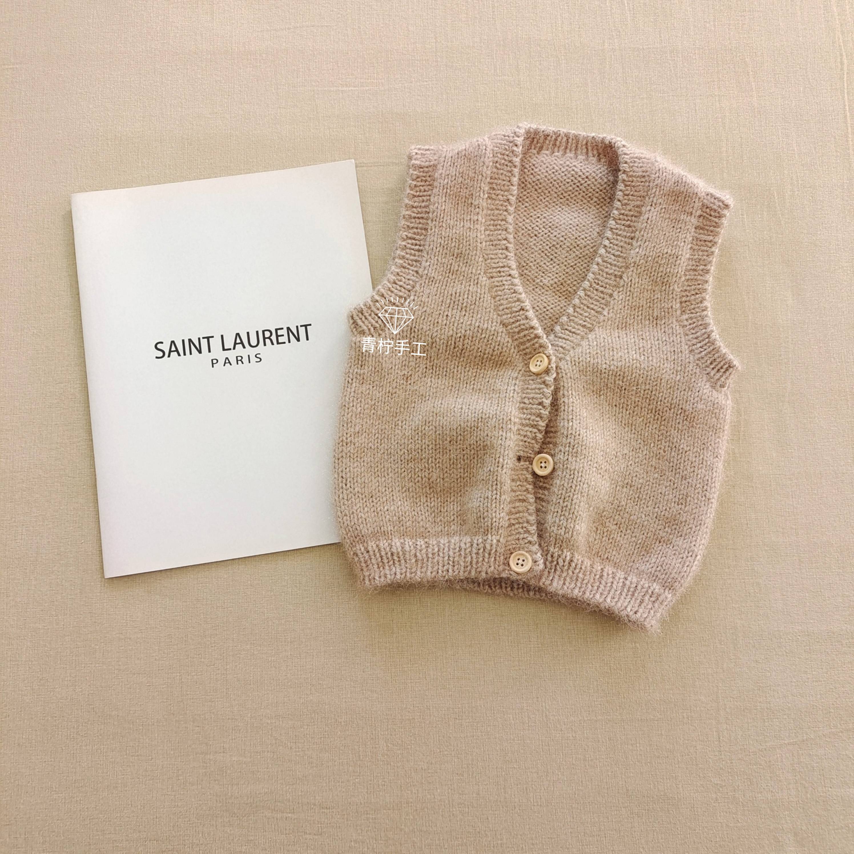 Hand -made rod needle vest adult sweater velvet sweater to send video tutorial children's vest woven material bag