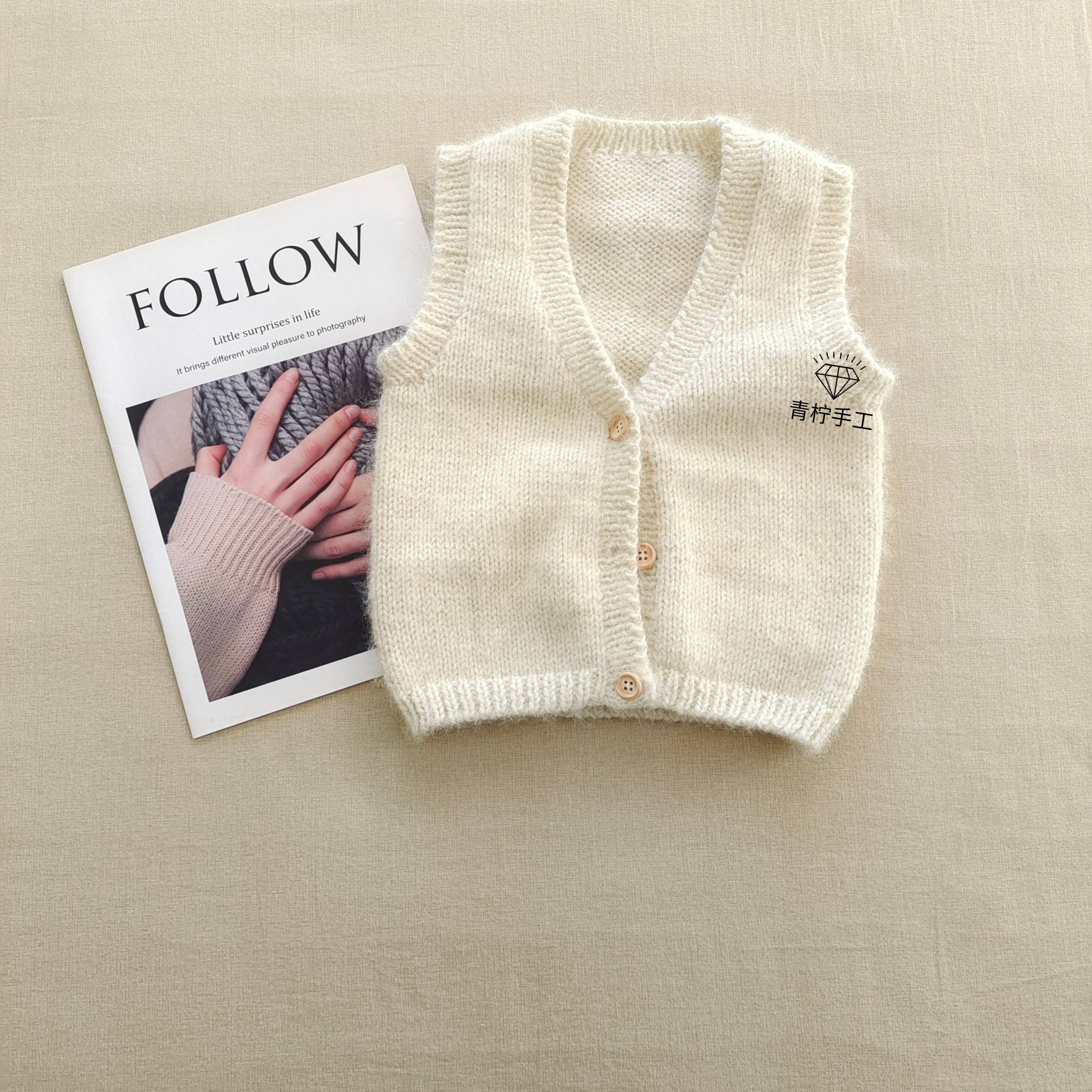 Hand -made rod needle vest adult sweater velvet sweater to send video tutorial children's vest woven material bag
