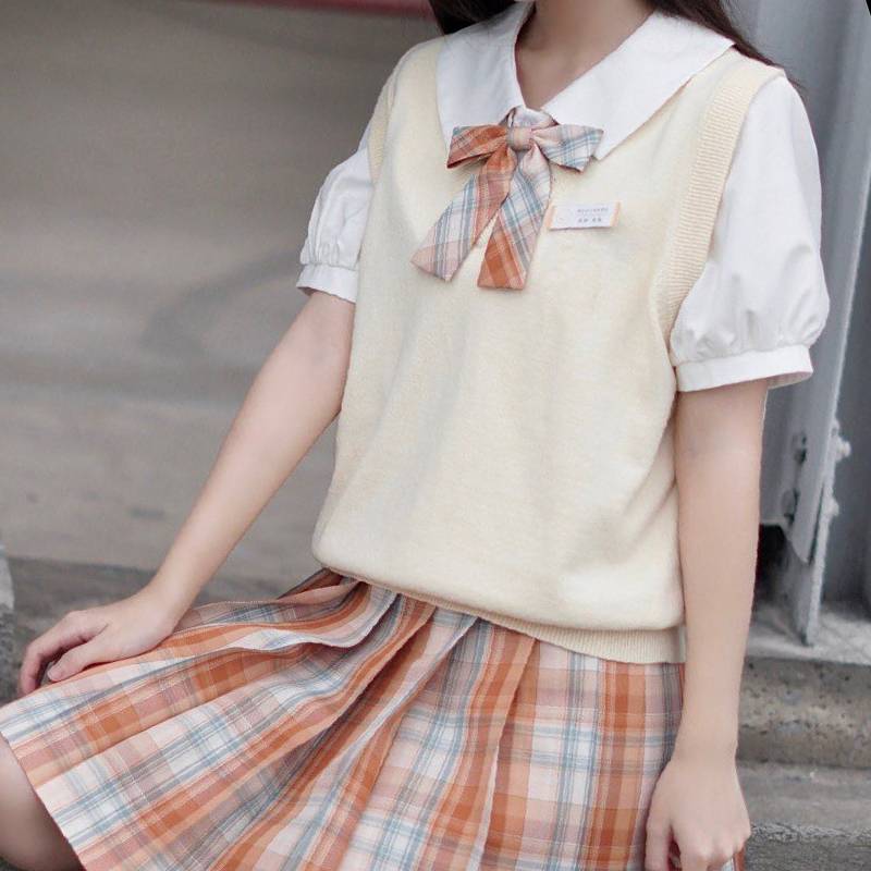 Basic model veteran JK vest vest jacket female autumn Japanese students with V -neck cover knit sweater