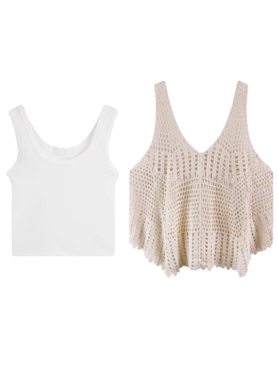 Persian wind knitted hook flower hollow vest hoods women in summer with sleeveless vest stacking jacket