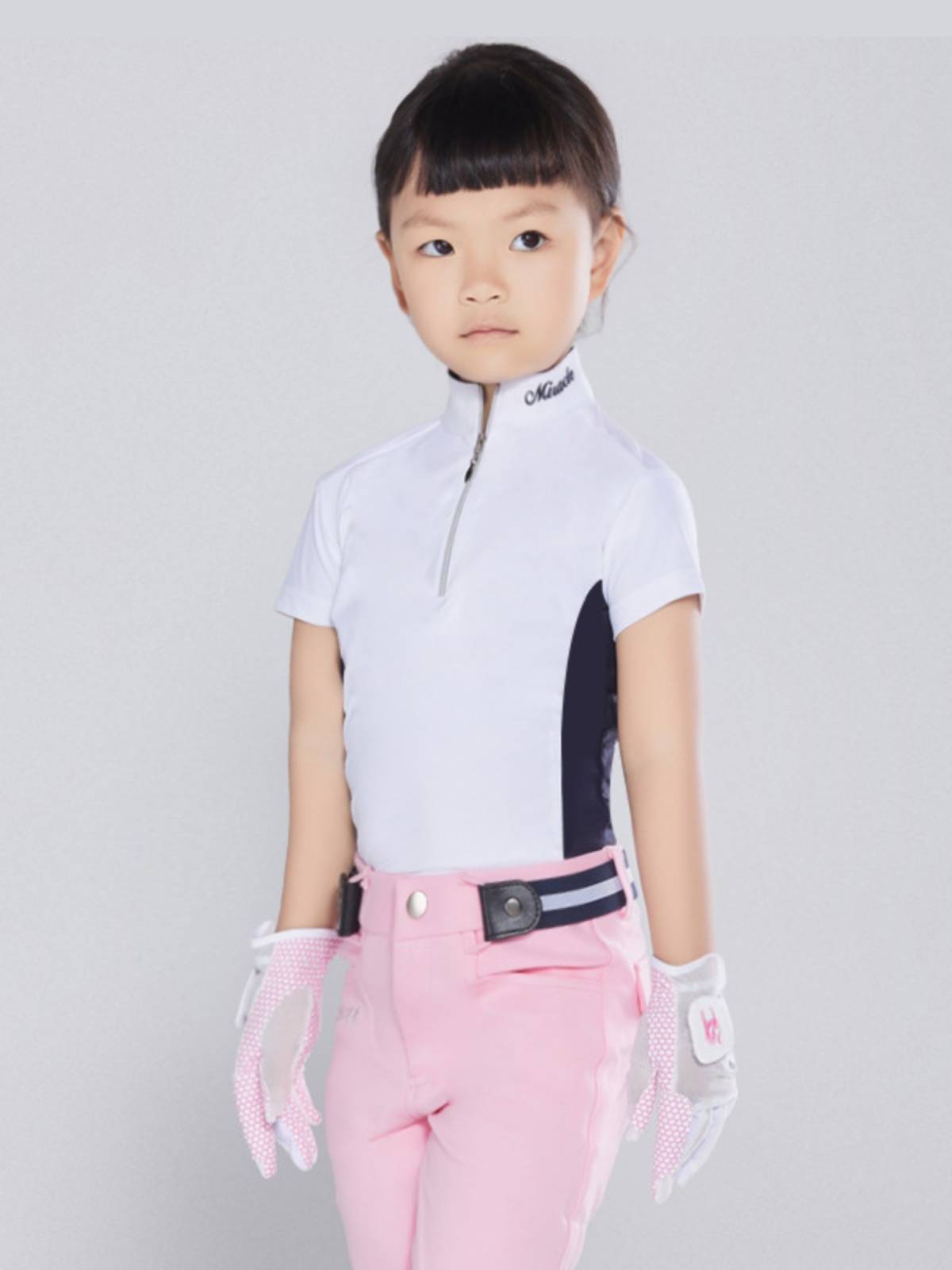 Summer fast -drying children's equestrian T -shirt short -sleeved ride on the pink girl POLO shirt competition service boys riding clothing