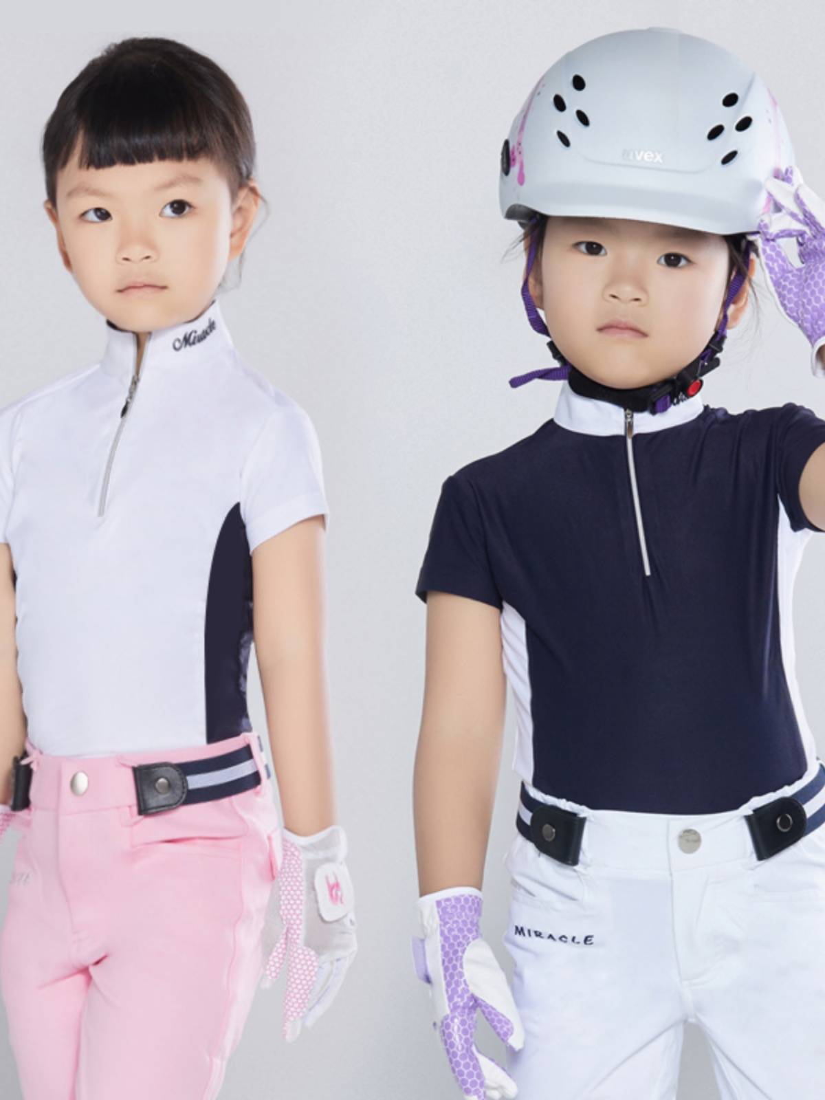 Summer fast -drying children's equestrian T -shirt short -sleeved ride on the pink girl POLO shirt competition service boys riding clothing