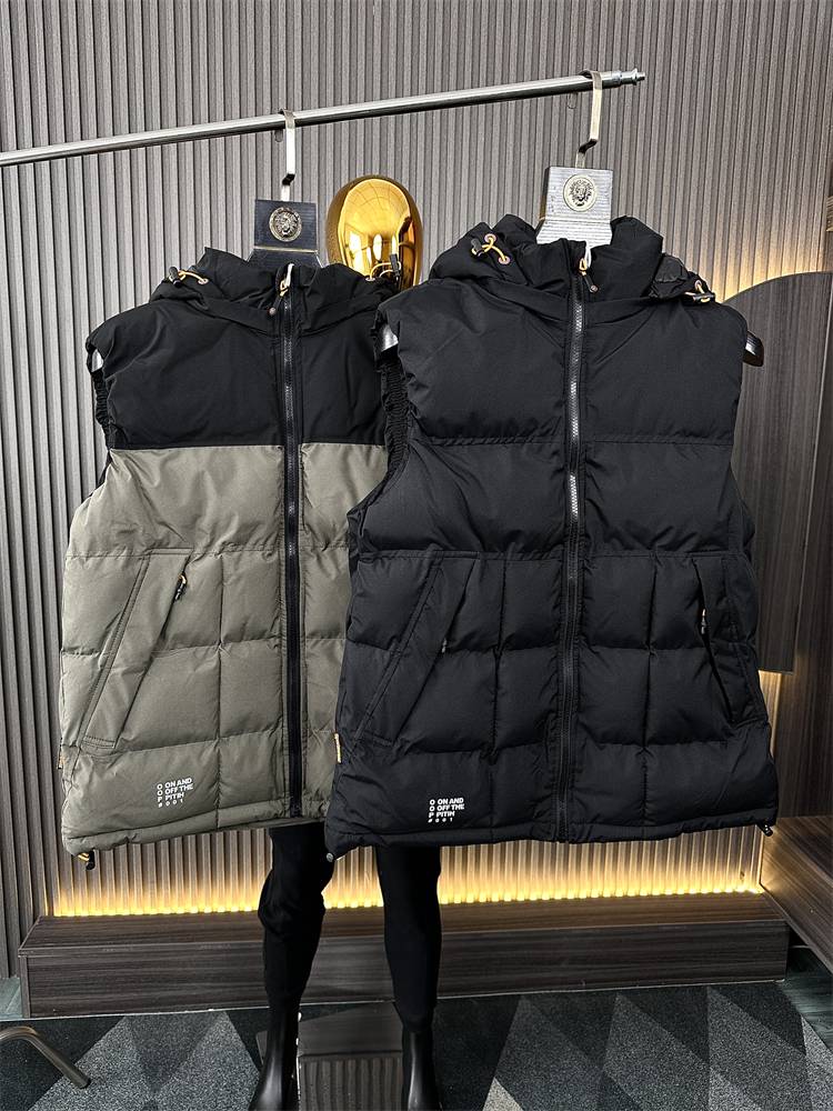Cotton is warm and not bloated/fresh!Autumn and winter men's contrasting collars to keep warm casual cotton clothing vest