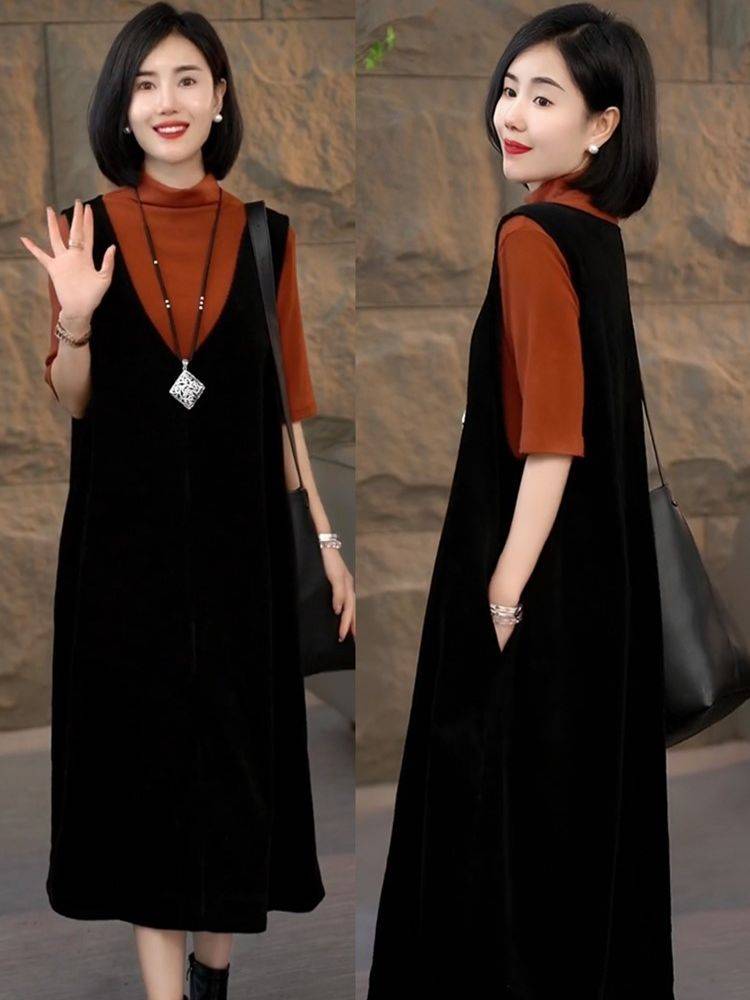 Vest vest dress 2024 spring and autumn new fashion commuting foreign style high -level thin design medium long skirt