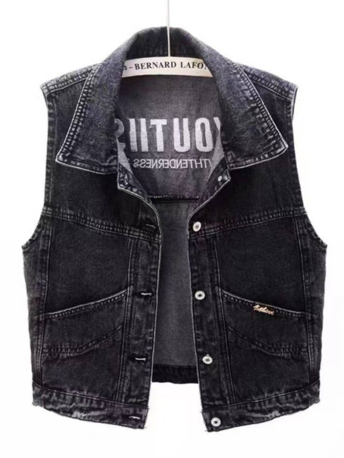 Clear warehouse leakage big -name literary retro embroidery denim vest loose versatile shoulder jackets female tide