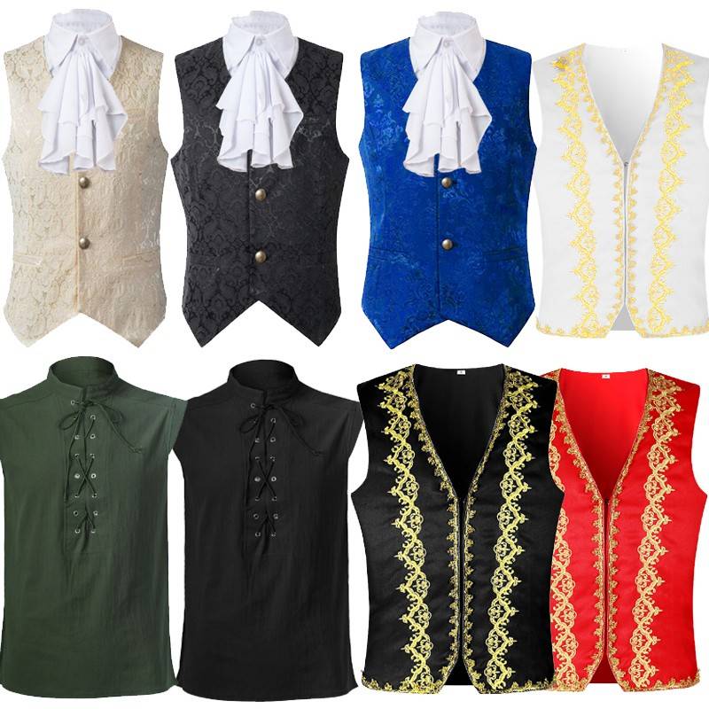 Halloween European and American dystropona medieval retro court vest prince clothing in a shirt men's punk coat
