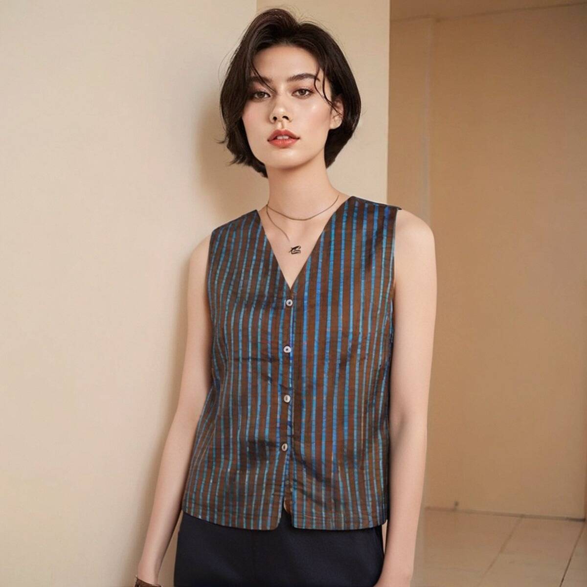 Through the color weaving, the brocade brocade vest female retro literary sleeveless vest, summer loose, wearing horses clip top