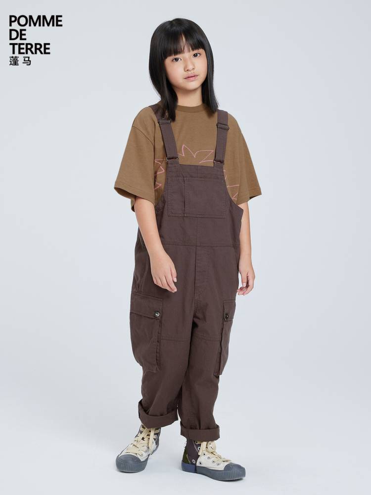Pomme Puffy Strip Bare Pants Big Pocket Pocket Cotton Spring Male Children Jiangnan Buyi Big Boy
