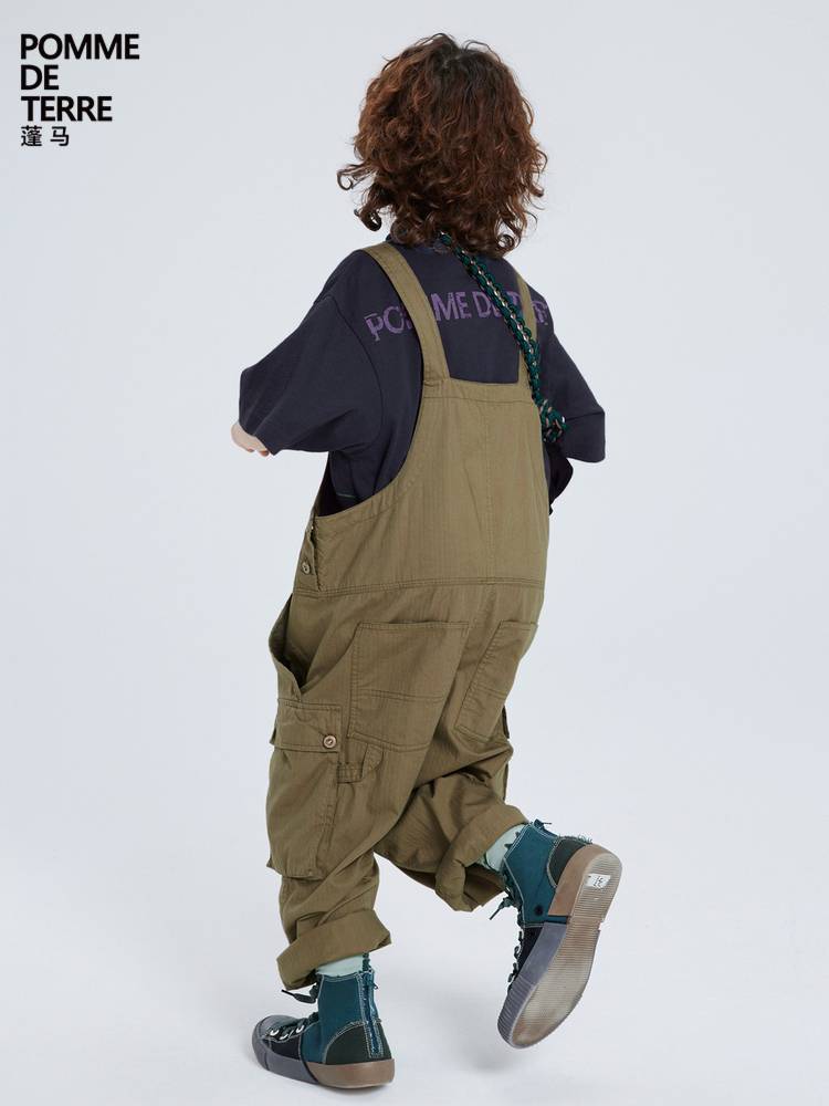 Pomme Puffy Strip Bare Pants Big Pocket Pocket Cotton Spring Male Children Jiangnan Buyi Big Boy