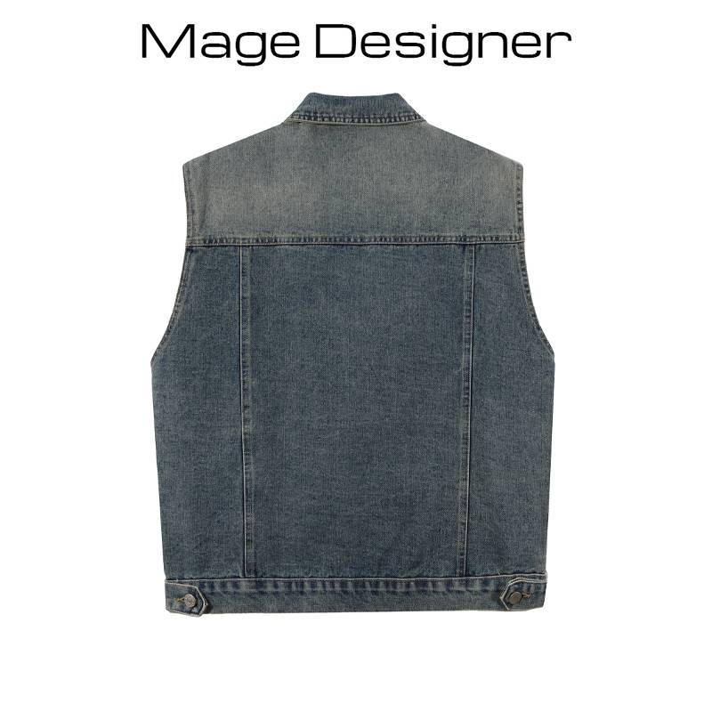 Women's loose outside of denim vest tide stacking wearing water -toas shoulder jackets, sleeveless Korean version of summer denim hippopotus coat