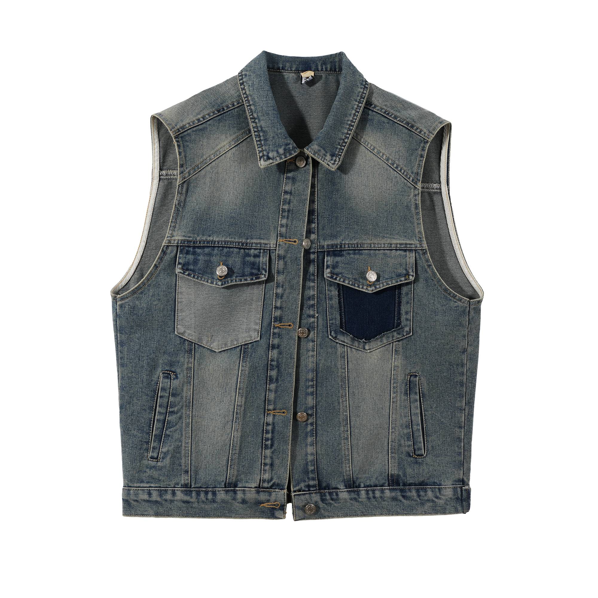 Women's loose outside of denim vest tide stacking wearing water -toas shoulder jackets, sleeveless Korean version of summer denim hippopotus coat