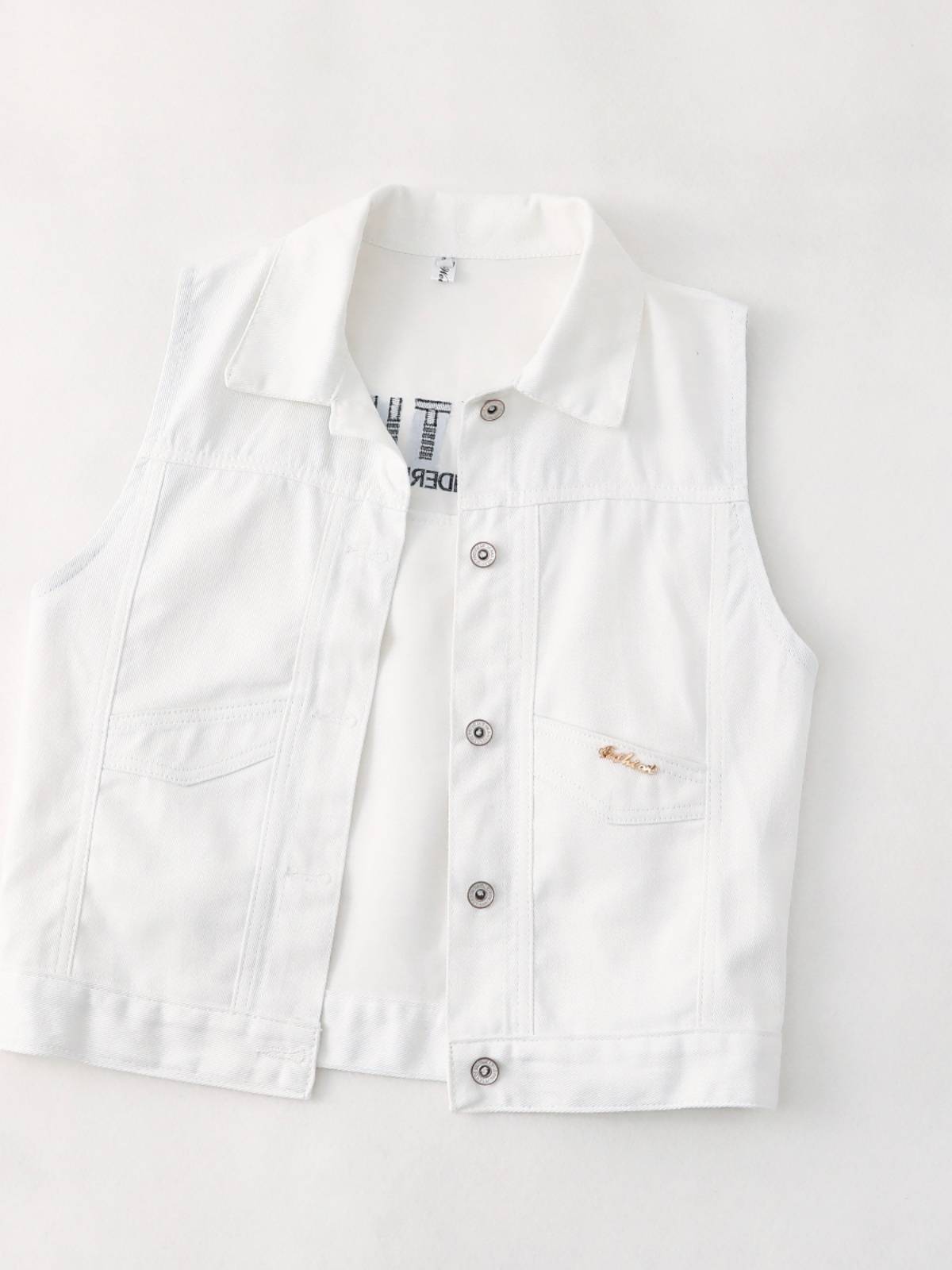 Hong Kong wind retro white denim vest men 2024 spring and autumn new loose and thin, wearing wild jackets