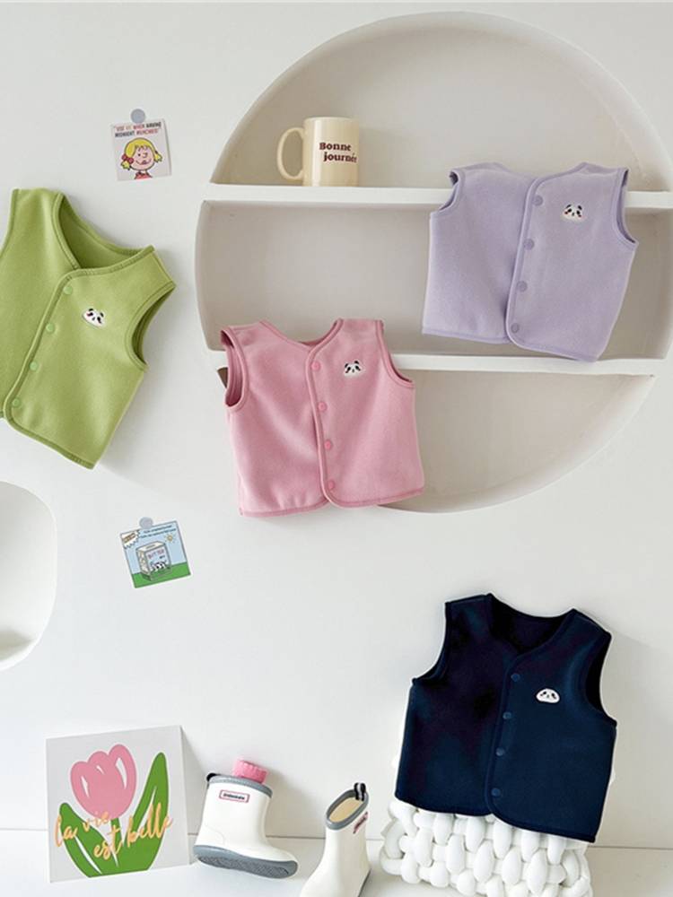 Newborn infant vest spring autumn winter men's girls, shoulder plush baby vest, clothing foreign style versatile