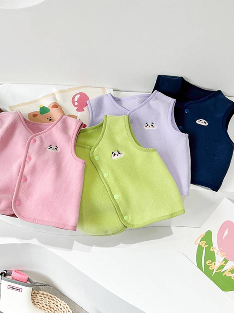 Newborn infant vest spring autumn winter men's girls, shoulder plush baby vest, clothing foreign style versatile