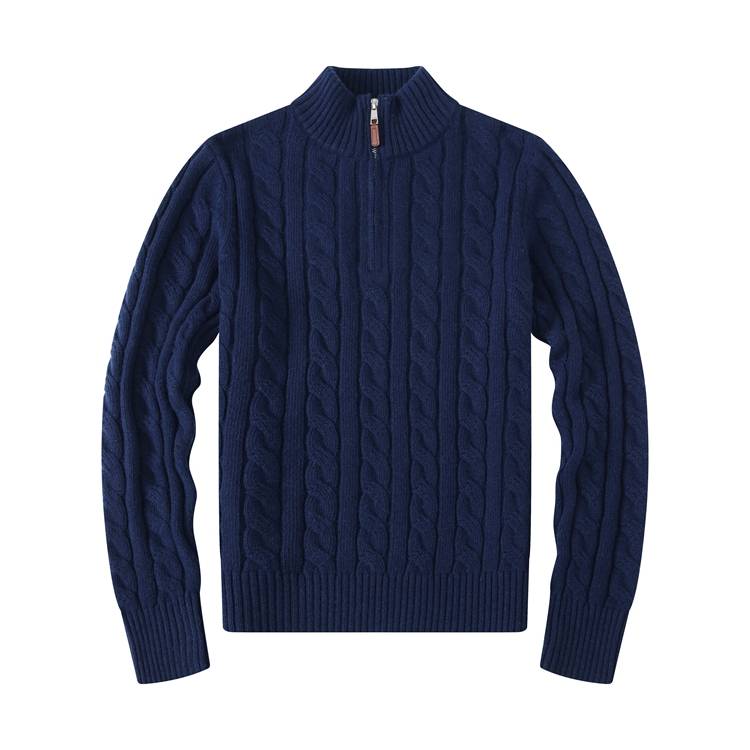 Autumn and winter men's sweater label semi -zipper thickened natta cubs casual thick wool sweater tide