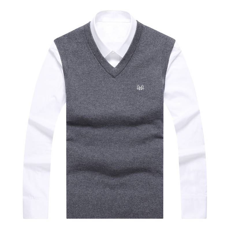 Hengyuan Xiangcai Sheep Pure Wool Vest Male Monter Cashmere Ves. Blocks Blocks Sleeveless sweater Middle -aged knitted shoulder