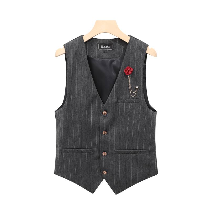 Advanced gray striped suit suit with a Korean-style fashion shop and two pairs of pants