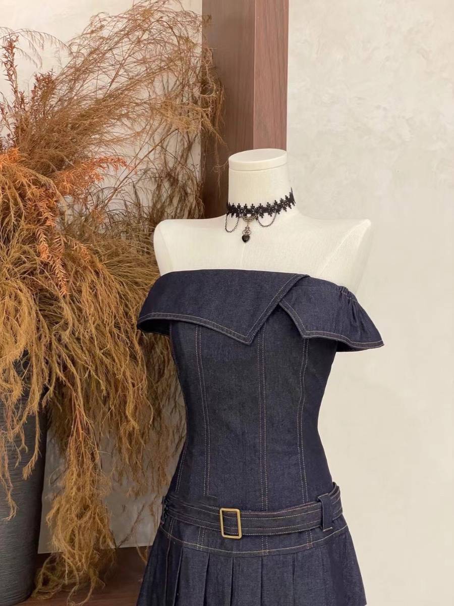 EI CARE Selected Recommended Summer Hong Kong Wind Victor Non -Big Cower -necked waist Personal Puts Person Potal Dress Female Women