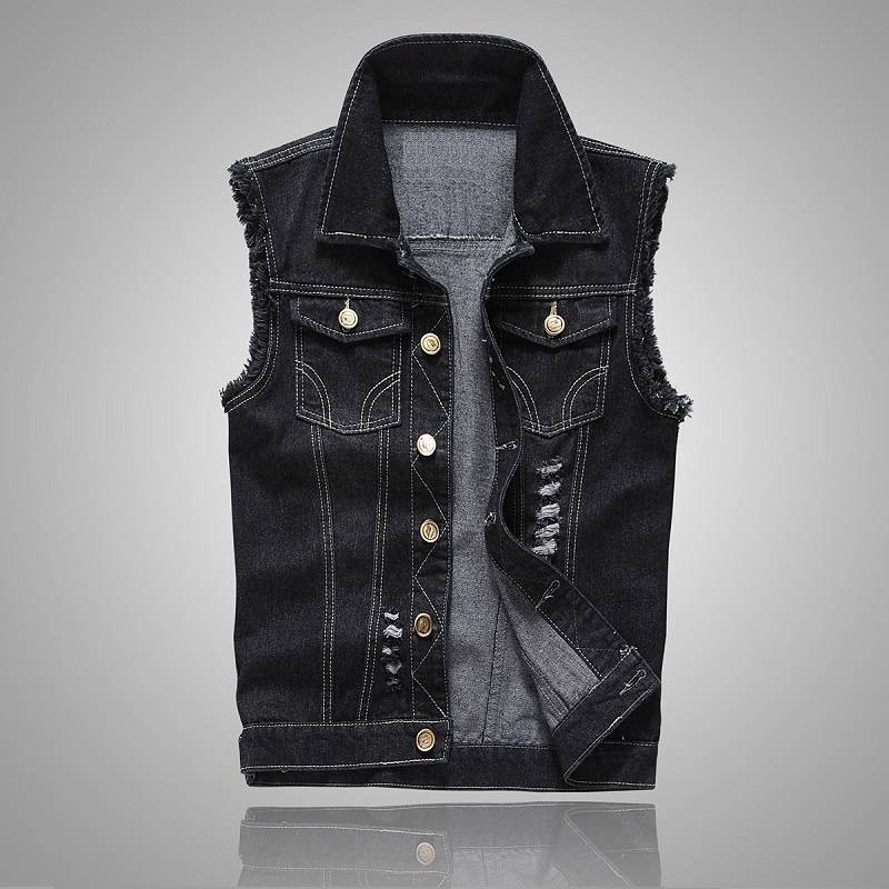 Spring and autumn denim vest men's Korean version of sleeveless and shoulder -shaped youth vest horses clip top clothes summer casual tide