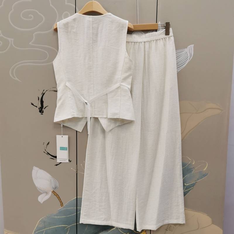 316-43T30837 Genuine 2024 Summer Single Dripping Vests, Wide-leg Pants Two-piece Pants Women's UX
