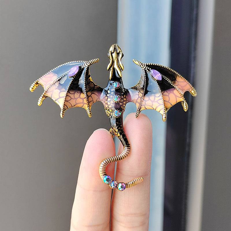 DIY Dragon brooch female European and American fashion animals unprecedented chest flowers all -match diamond clothes badge accessories