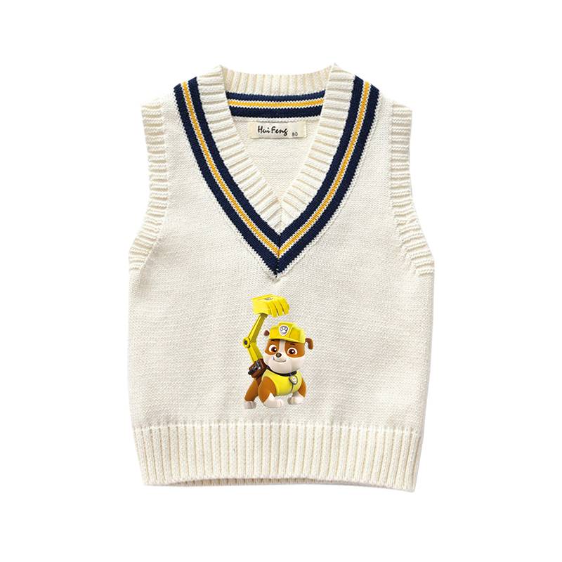 Wangwang team children's clothing children's sweater vest girl knitting bottom shirt boys V -neck vest baby autumn and winter shoulders
