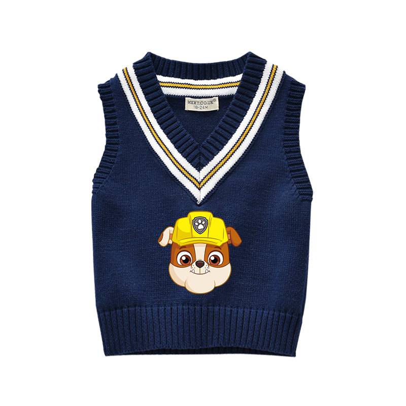 Wangwang team children's clothing children's sweater vest girl knitting bottom shirt boys V -neck vest baby autumn and winter shoulders