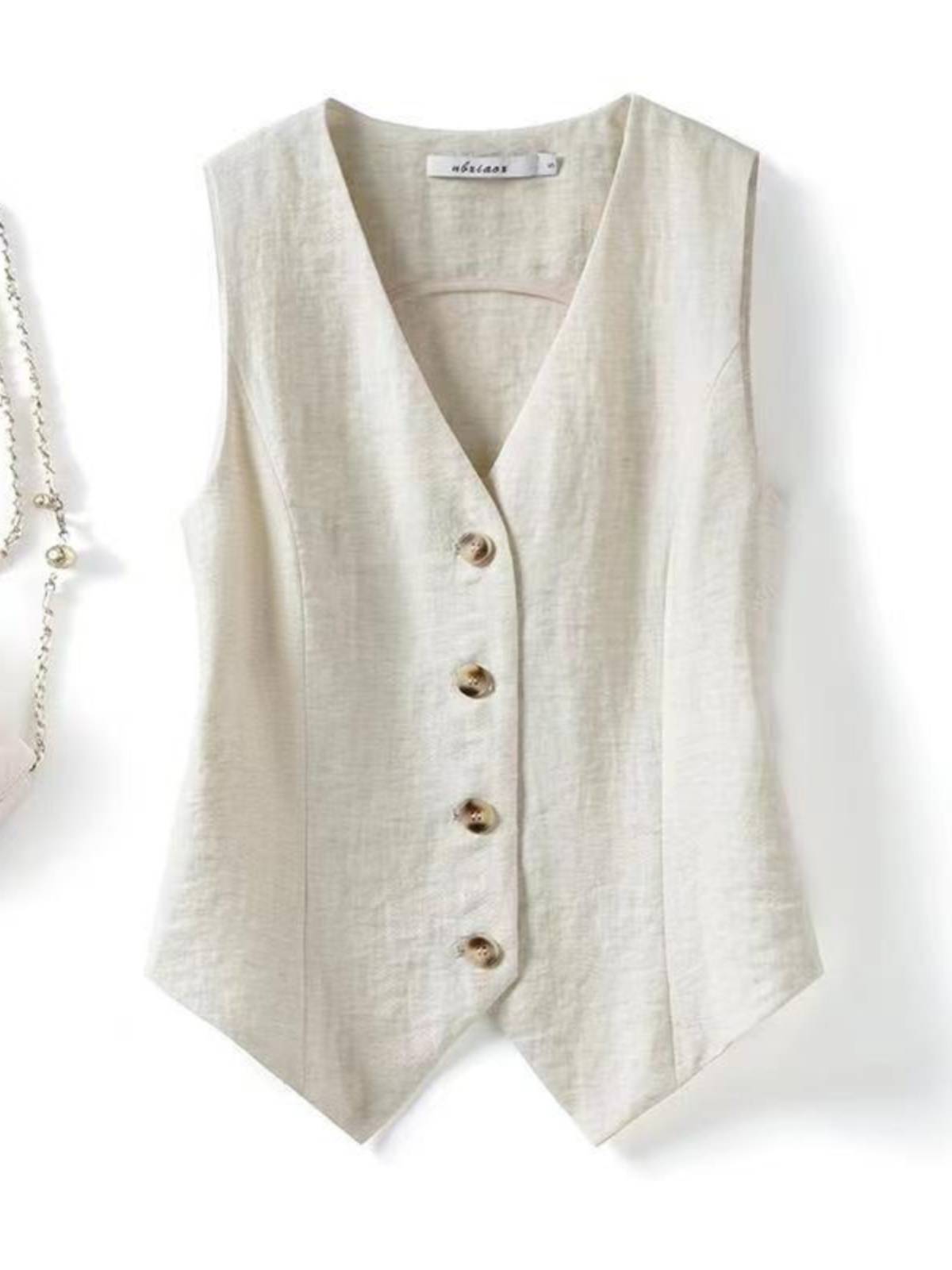 Waist cotton and Mama clip female Xia Lanbama clipped Maxi Old Qianfeng V -neck top, sleeve -free thin vest