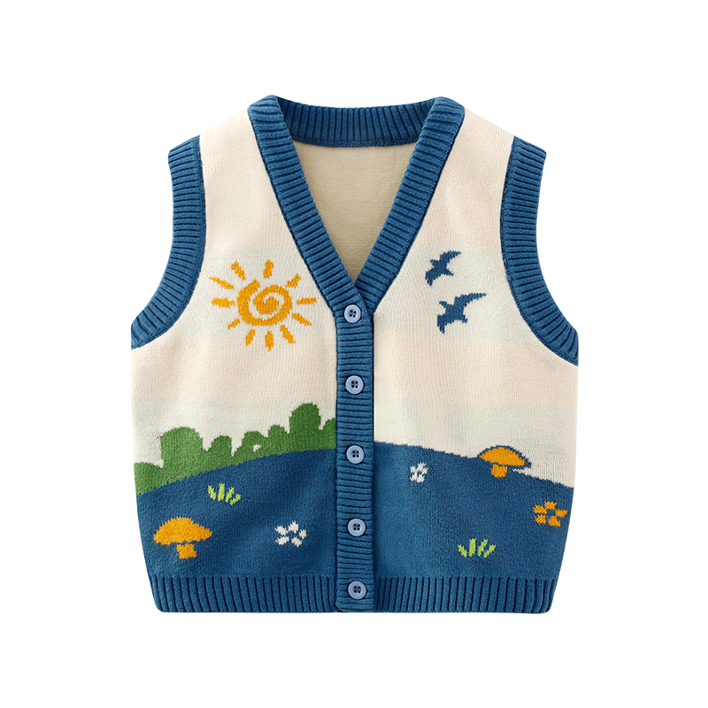 Baby vest girl knit vest, spring and autumn wearing children's sweater cardigan horses, wiring, boys baby, shoulders