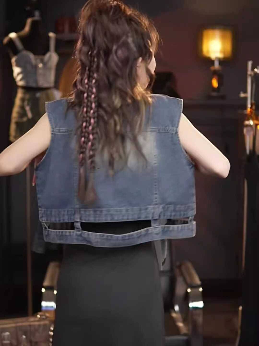 Temperament Lazy denim horses clip jacket new summer design sensory cardia vest short rhone cooker sleeveless top