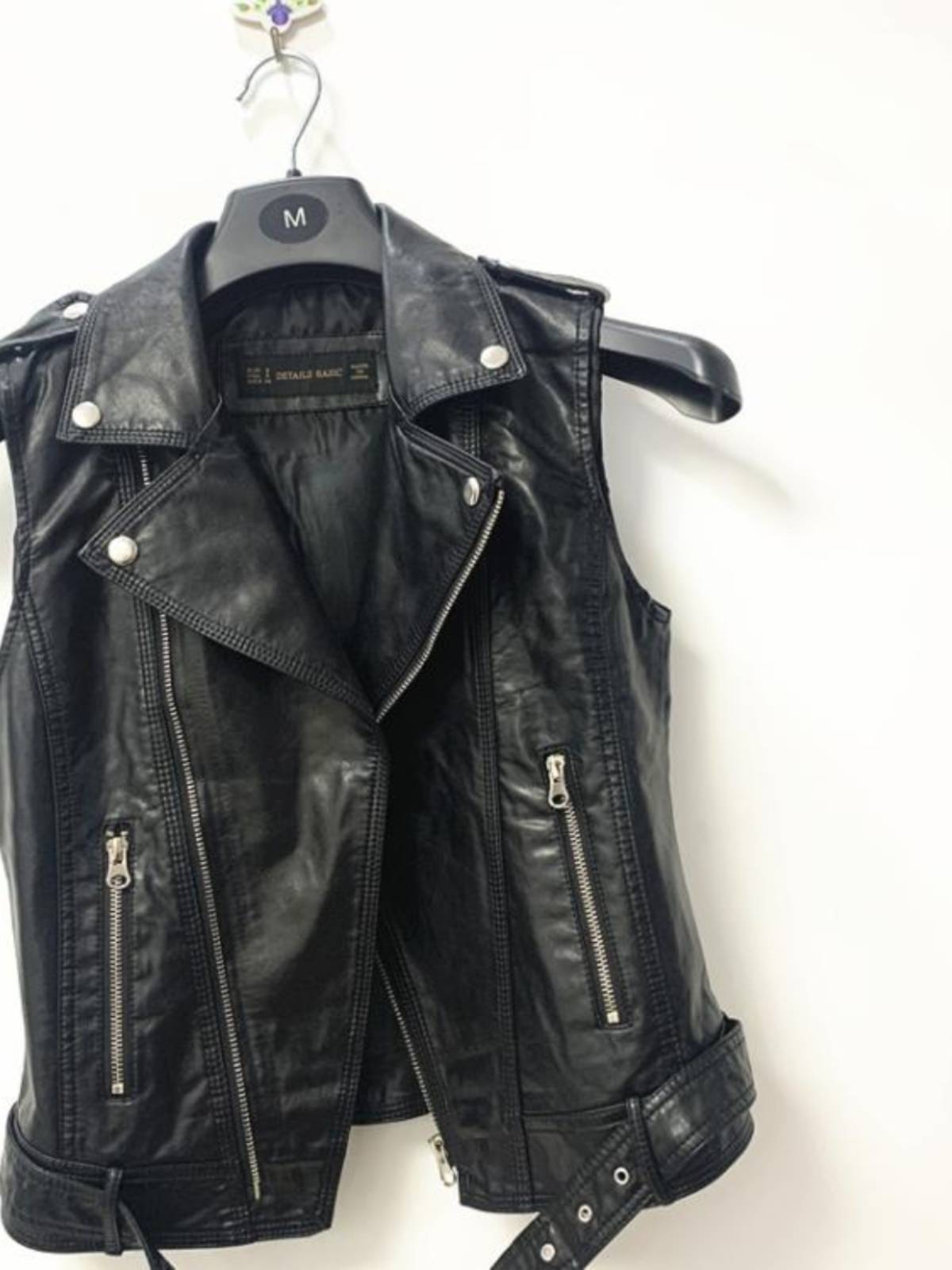 Spring and summer new product leather vest short shoulder chapter zipper zipper with belt slim sleeveless shoulder PU leather top jacket jacket