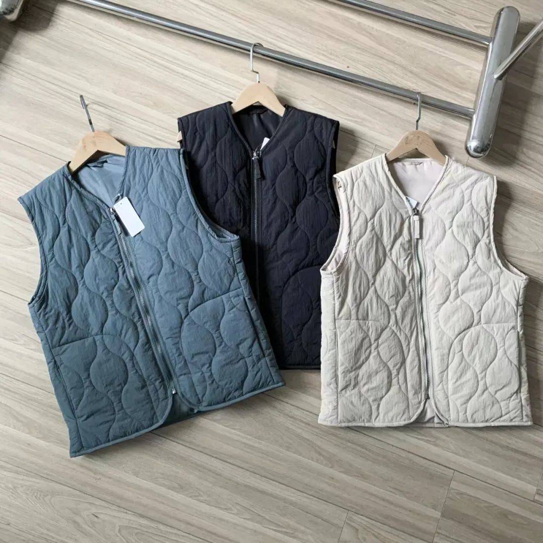 Shanxin gourd grid wire cotton cotton windproof and waterproof vest casual light thin cotton placketless sleeve jacket