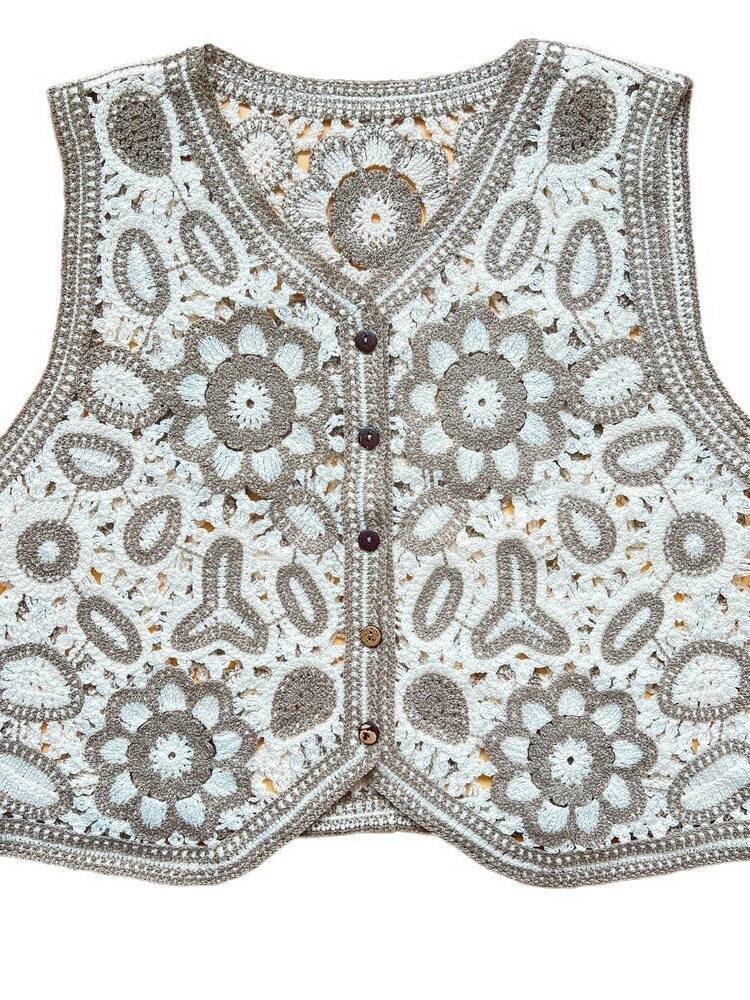 Popular color hook hollow horse clip vest female 2024 spring and summer new Korean version is thin versatile single -off vest top