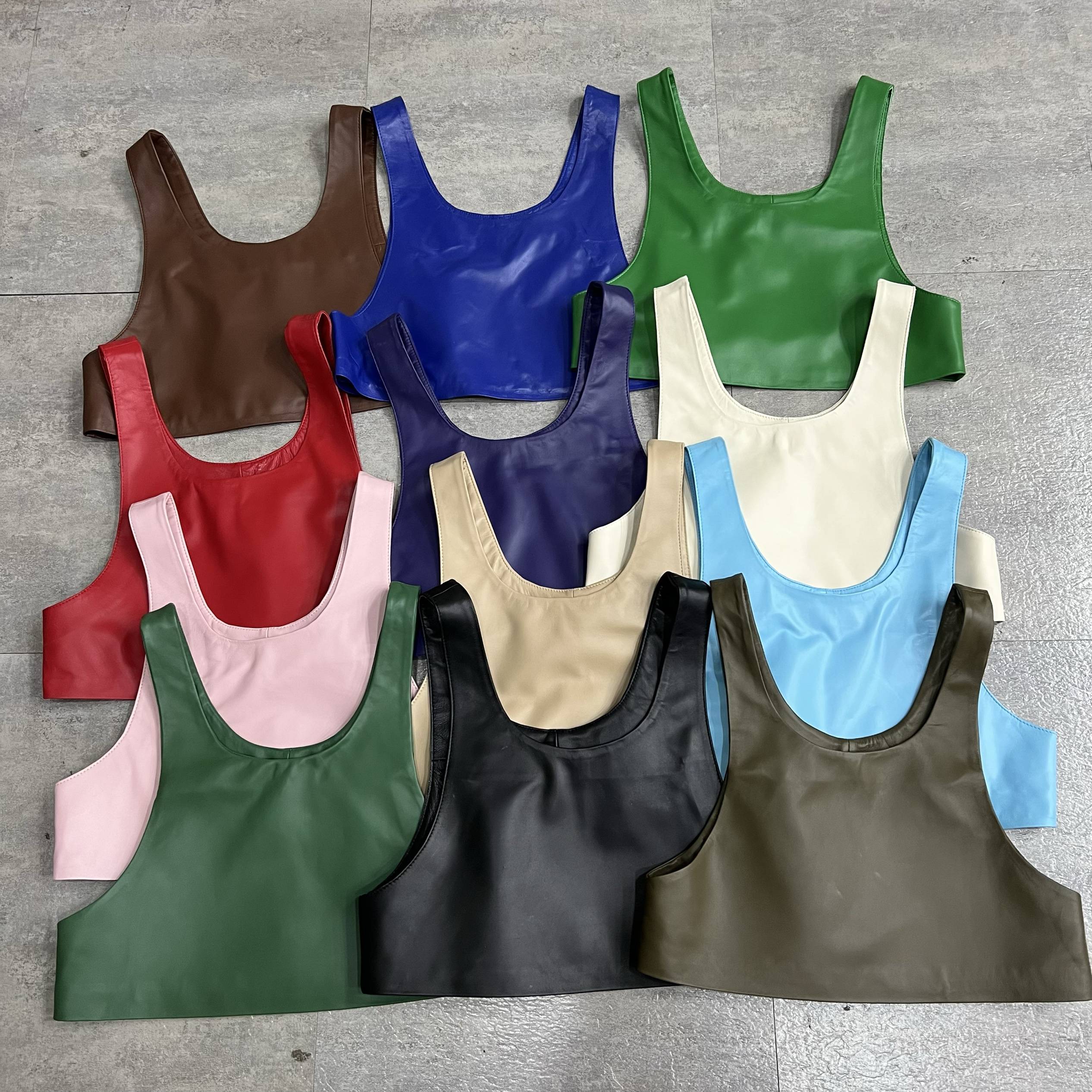 Internet celebrities 2024 fashion new leather cotton leather sheep leather short sleeveless vest vest leisure outside women