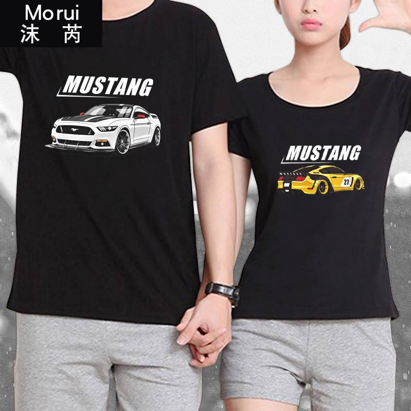 Customized Mustang Sherbie Muscle Modified Vehicle Fans Surrounding Short -sleeved T -shirts Men's Cotton Half -sleeve Clothing