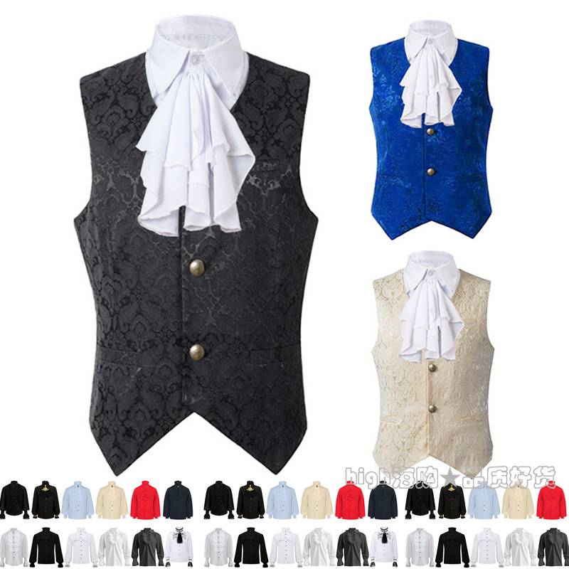 Halloween European and American dystropona medieval retro court vest prince clothing in a shirt men's punk coat