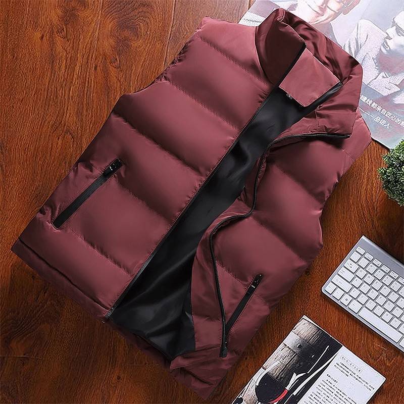 Plel cotton vest male vest 2023 new autumn and winter outside wearing warm stand -up collar shoulder big size leisure horses clip jacket
