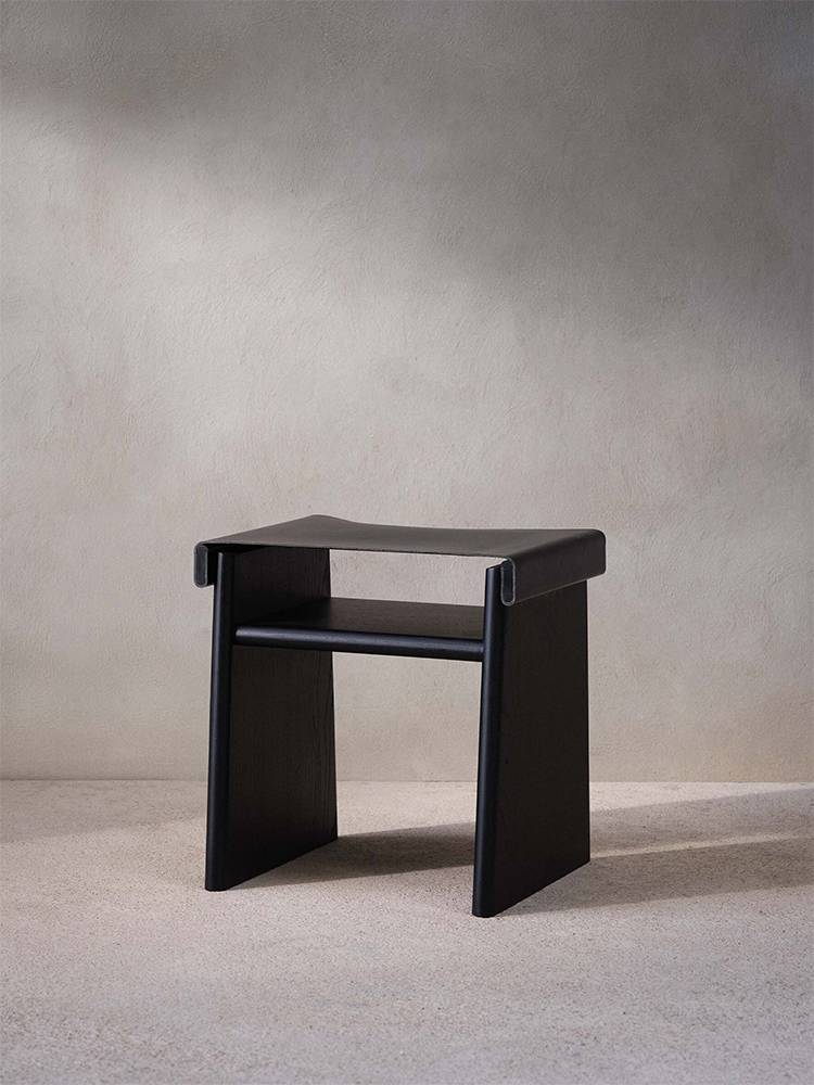 MUDIS simple Italian saddle leather sands hairstyle Furnishing solid wood door to change shoe stool cloakroom makeup stool