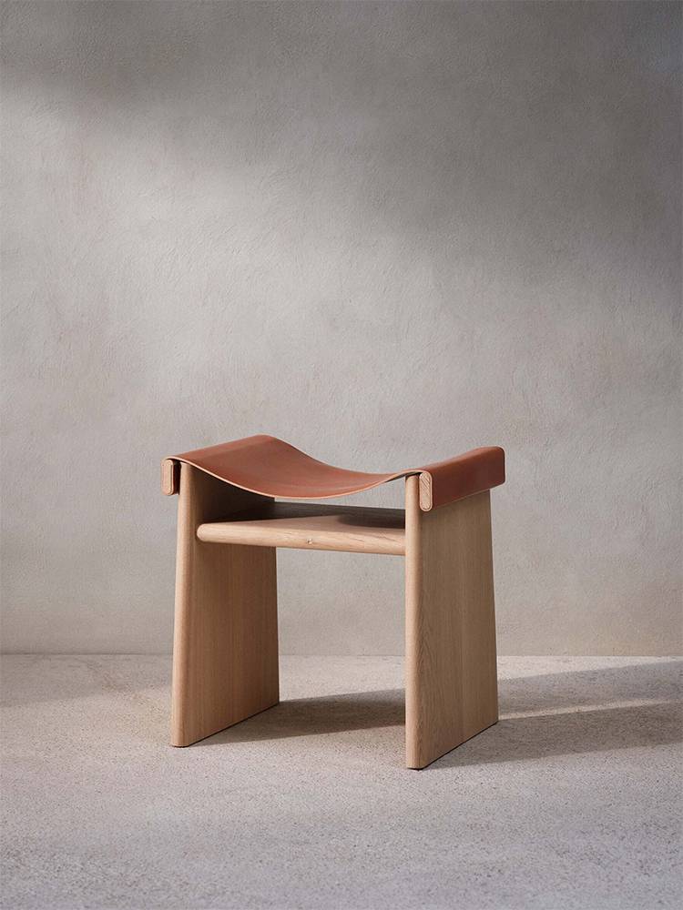 MUDIS simple Italian saddle leather sands hairstyle Furnishing solid wood door to change shoe stool cloakroom makeup stool