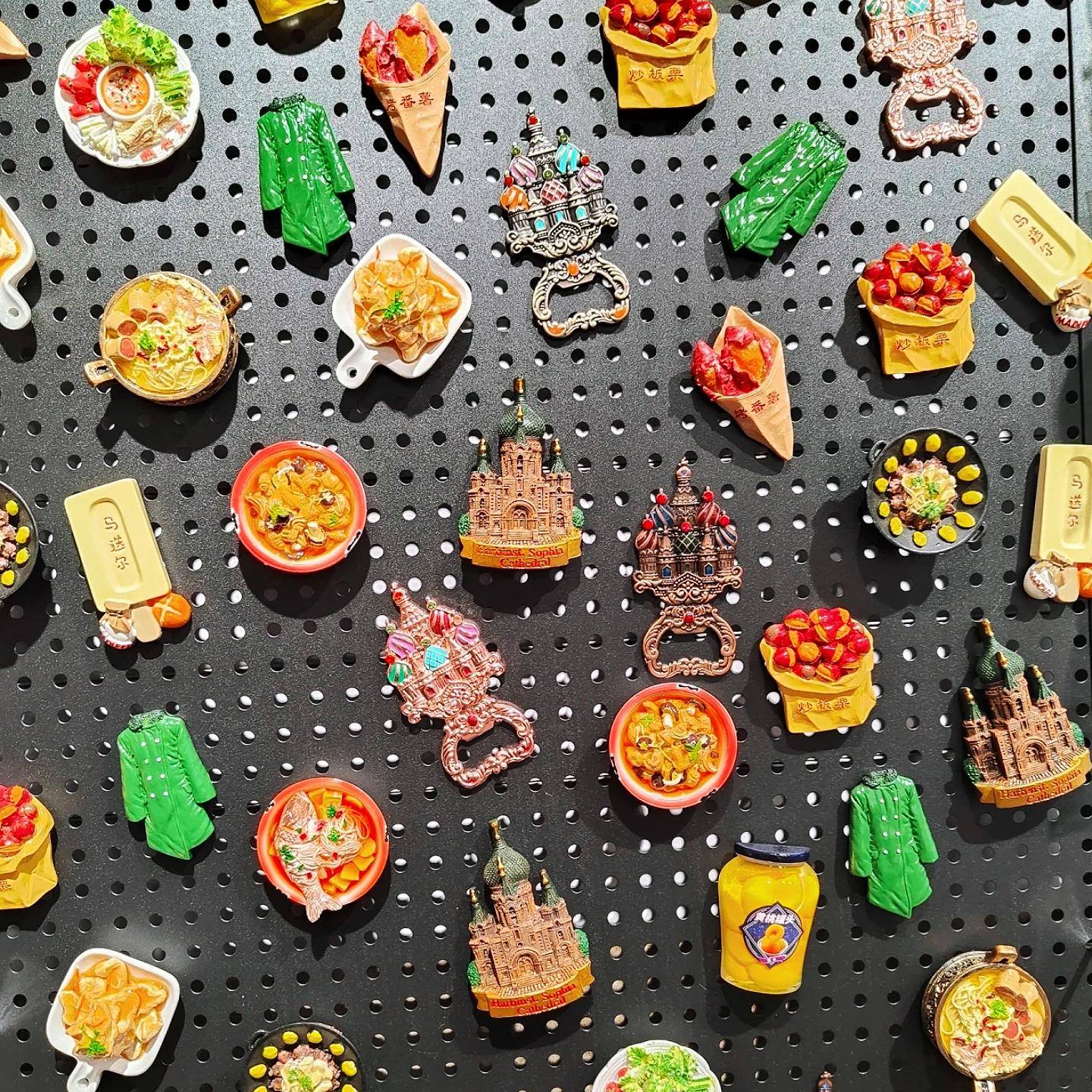 Northeast Cultural Innovation refrigerator sticker Harbin tourist souvenirs Yellow Peach cans, Macianl popsicle pops up pigs and vegetables magnetic stickers