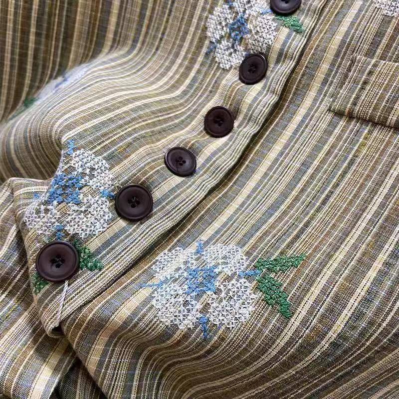 7811 European station summer new embroidered hemp vest female, M bust 104, long 53