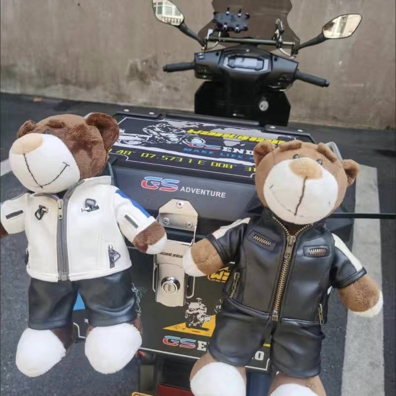 BMW doll motorcycle little bear driving bear plush toy car gift racing helmet gift 4S shop gift